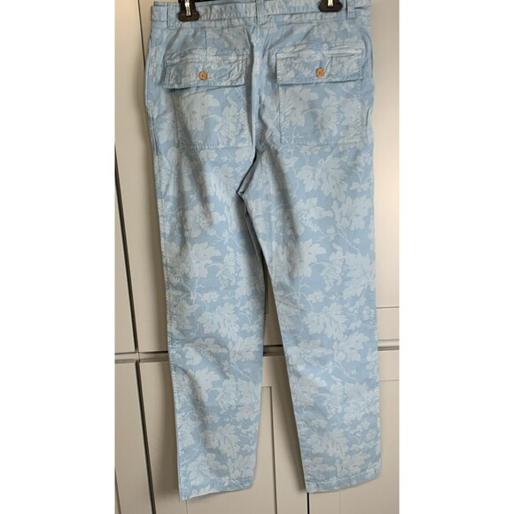 Sundance Womens Pants Sz 6 Blue Floral Straight Trousers Beach Hawaiian Boho - Picture 6 of 10